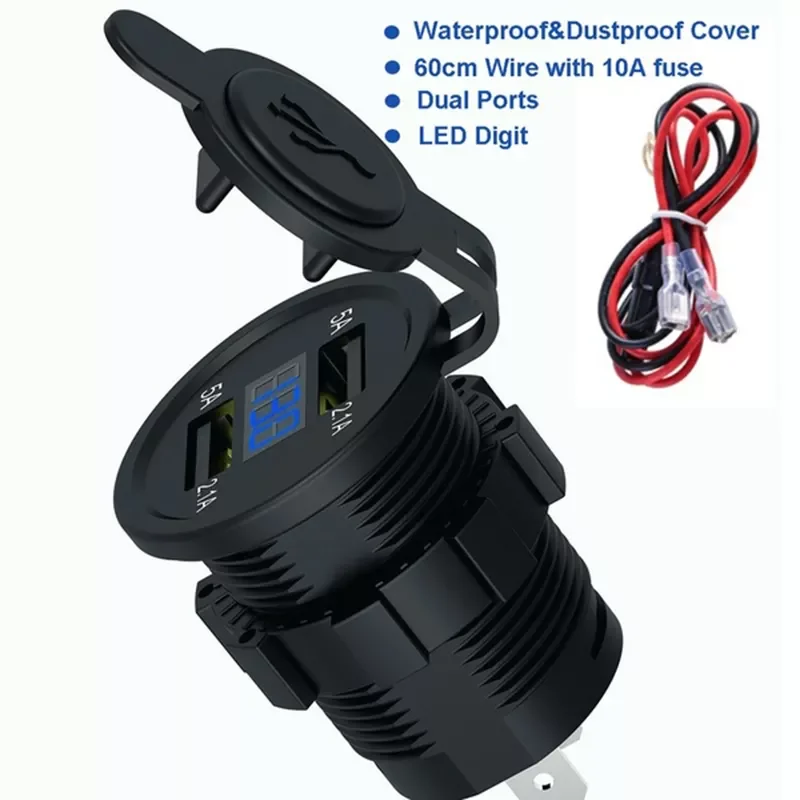 Accesorios moto USB Charger Cigarette Lighter Socket Power Outlet 4.2A with Voltmeter& Wire in-line 10A Fuse for 12-24V Car Boat
Accesorios moto USB Charger Cigarette Lighter Socket Power Outlet 4.2A with Voltmeter& Wire in-line 10A Fuse for 12-24V Car Boat