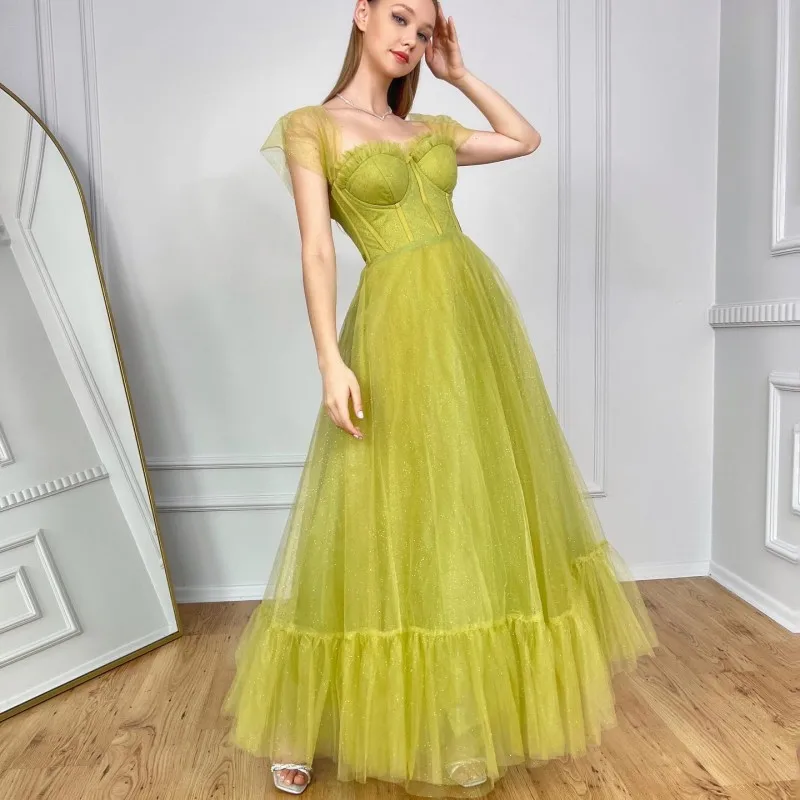 Fluorescent Green Sexy Strapless A-Line Valentine Dresses Sweetheart Corset Lace Up Ankle-Length Evening Gowns Robes De Soirée
Fluorescent Green Sexy Strapless A-Line Valentine Dresses Sweetheart Corset Lace Up Ankle-Length Evening Gowns Robes De Soirée