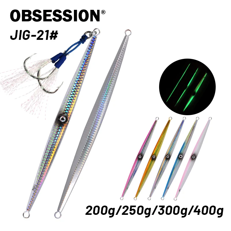 OBSESSION 400g 300g 250g 200g Fishing Lure Luminous Vertical Fast Fall Jigging Lure Large Metal Jigs Saltwater Sinking Hard Bait
OBSESSION 400g 300g 250g 200g Fishing Lure Luminous Vertical Fast Fall Jigging Lure Large Metal Jigs Saltwater Sinking Hard Bait
