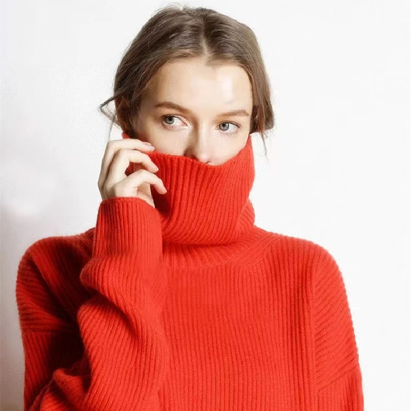 Female Cashmere Sweater Autumn Winter Fashion Turtleneck Thicken Loose Knitted Pullovers Oversized Bottoming Knitting Tops
Female Cashmere Sweater Autumn Winter Fashion Turtleneck Thicken Loose Knitted Pullovers Oversized Bottoming Knitting Tops