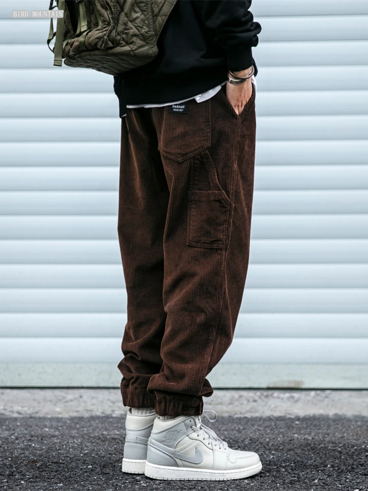 

American Fashion Streetwear Corduroy Casual Trousers Japanese High Quality Harajuku Harem Jogging Pants Korean Joggers Kpop Men