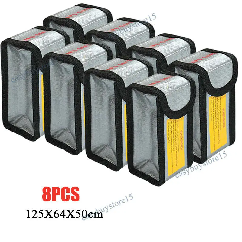 8pcs Fireproof Waterproof Explosion-proof RC LiPo Battery Safety Bag Safe Guard Charge Charging Protection Sack 125*64*50MM
8pcs Fireproof Waterproof Explosion-proof RC LiPo Battery Safety Bag Safe Guard Charge Charging Protection Sack 125*64*50MM