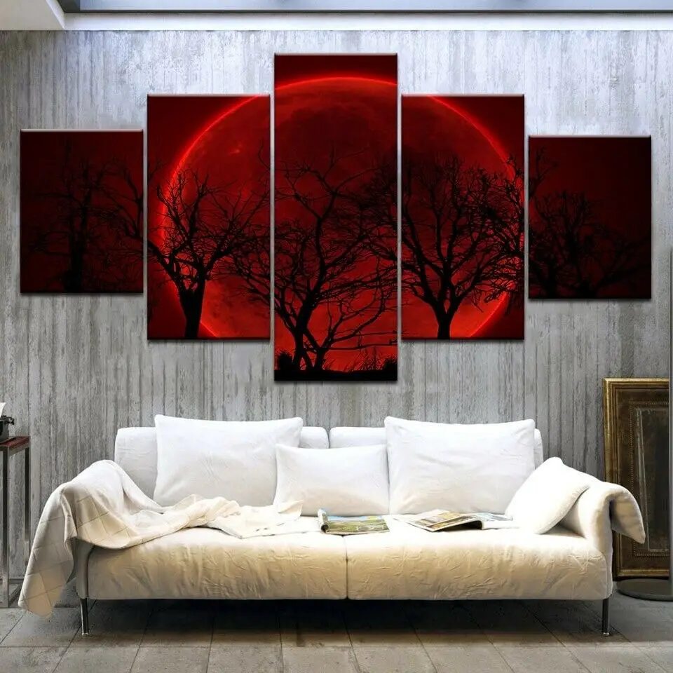 Red Full Moon Leafless Trees 5 Panel Canvas Print Wall Art Poster Home Decor Pictures No Framed 5 Piece HD Print
Red Full Moon Leafless Trees 5 Panel Canvas Print Wall Art Poster Home Decor Pictures No Framed 5 Piece HD Print