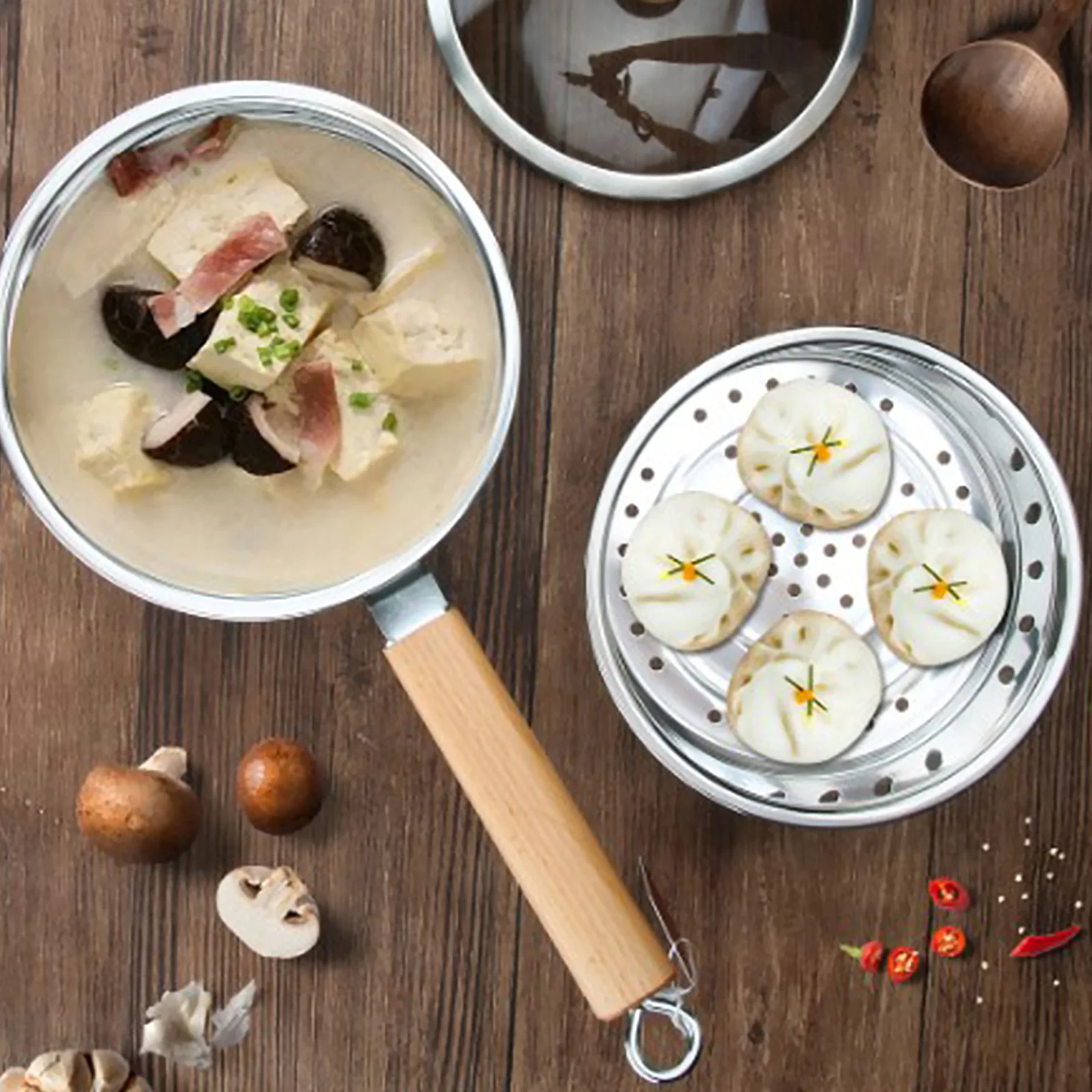 1set Milk Steam Pot Double-Layer Stainless Steel Multifunction Boiler Cooking Pots Single Bottom Milk Pan Steaming Rack
1set Milk Steam Pot Double-Layer Stainless Steel Multifunction Boiler Cooking Pots Single Bottom Milk Pan Steaming Rack