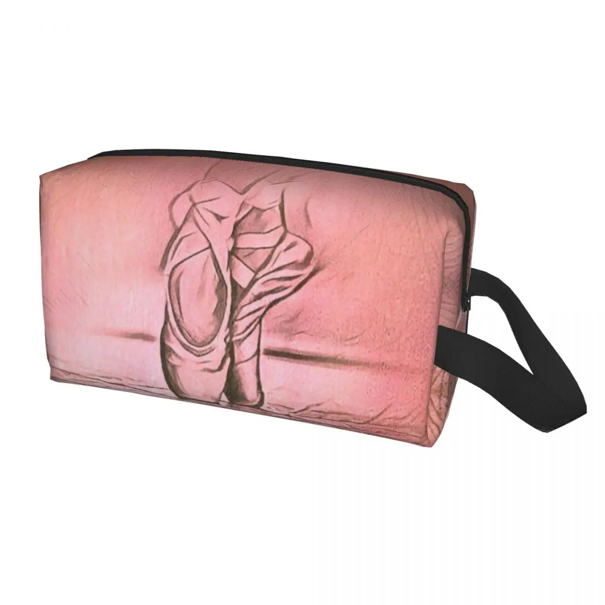 

Custom Ballet Shoes Pink Toiletry Bag for Women Ballerina Dancer Cosmetic Makeup Organizer Lady Beauty Storage Dopp Kit Box