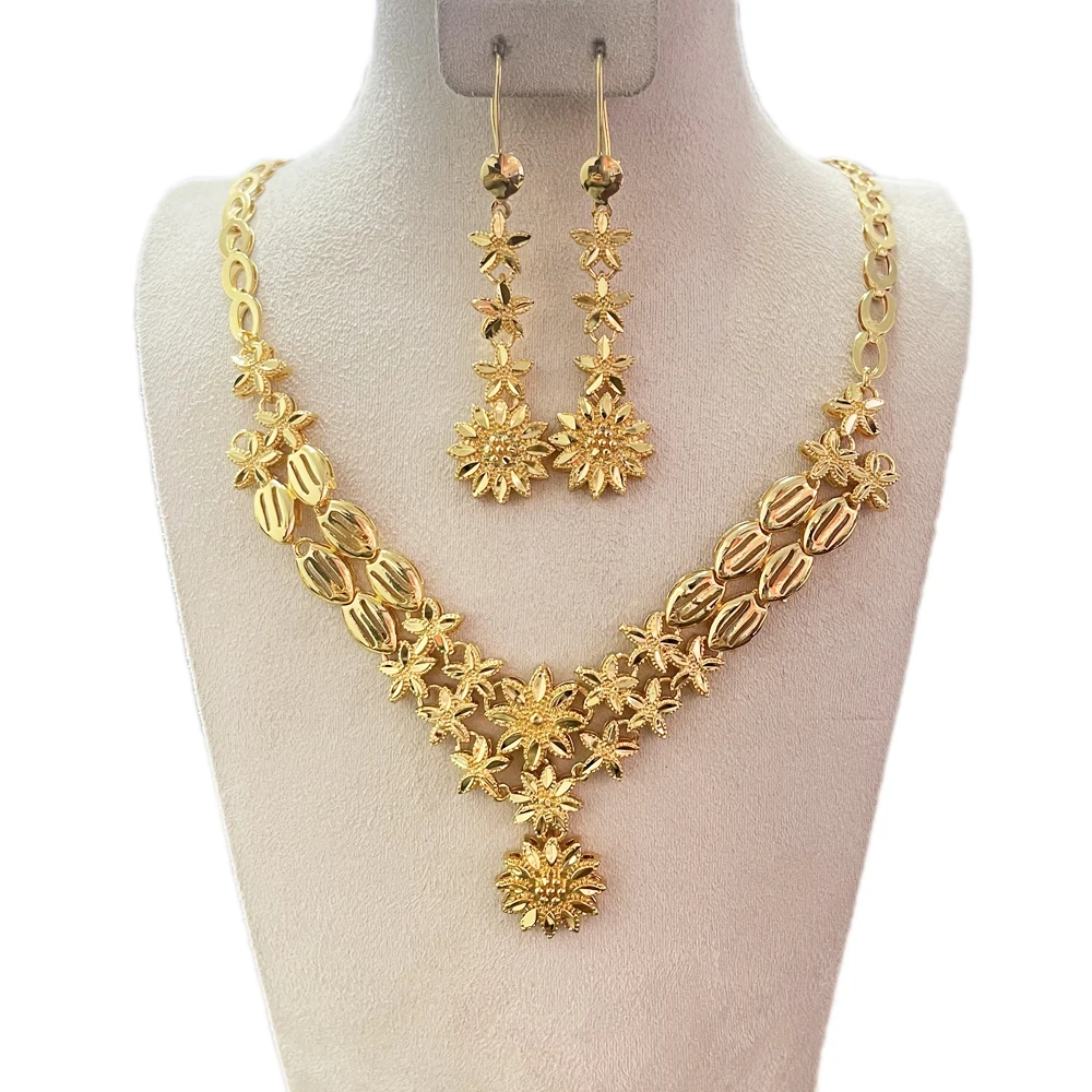 Indian 18K Gold Plated Necklace Set Nigerian Party Bridal Wedding Ethiopian Luxury Dubai Jewelry Wholesale 2022 New Gifts
Indian 18K Gold Plated Necklace Set Nigerian Party Bridal Wedding Ethiopian Luxury Dubai Jewelry Wholesale 2022 New Gifts