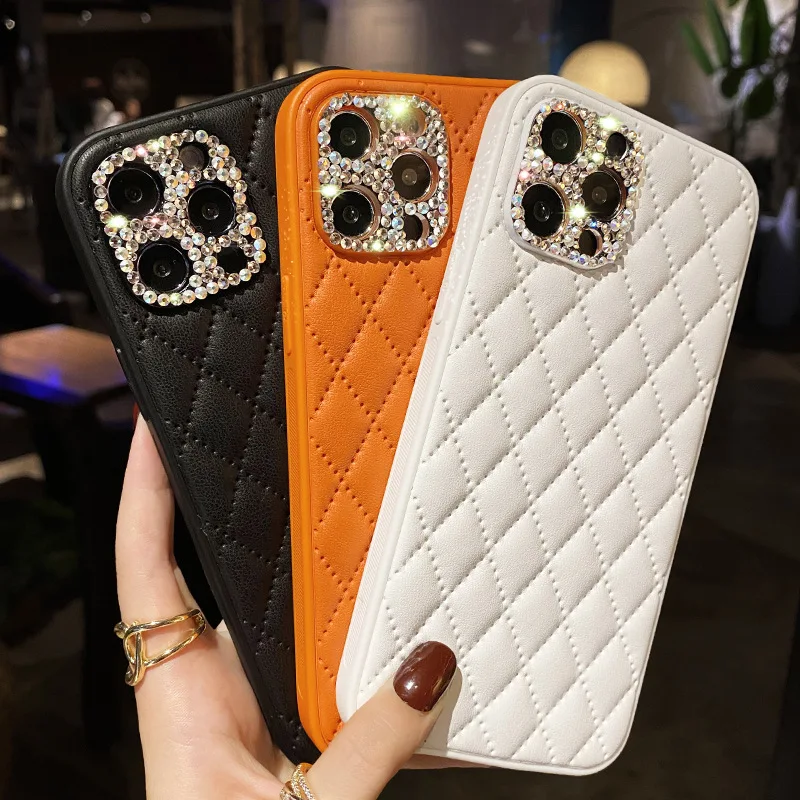 Leather Case for Iphone Silicone Case, Quilted Shape Design, Slim Shockproof, Diamond Camera Lens Protective Girls Women Cover
Leather Case for Iphone Silicone Case, Quilted Shape Design, Slim Shockproof, Diamond Camera Lens Protective Girls Women Cover