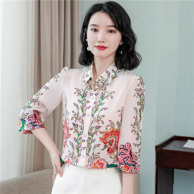 Рубашка Женская атласная с длинным рукавом, Модная шелковая блузка свободного покроя, одежда с цветочным принтом, топ с принтом, в винтажном стиле, весна-лето
Рубашка Женская атласная с длинным рукавом, Модная шелковая блузка свободного покроя, одежда с цветочным принтом, топ с принтом, в винтажном стиле, весна-лето