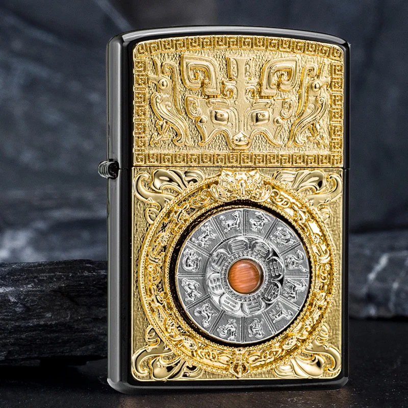 New kerosene leader rotating zodiac turntable lighter New six-character mantra windproof kerosene lighter Personality creative
New kerosene leader rotating zodiac turntable lighter New six-character mantra windproof kerosene lighter Personality creative