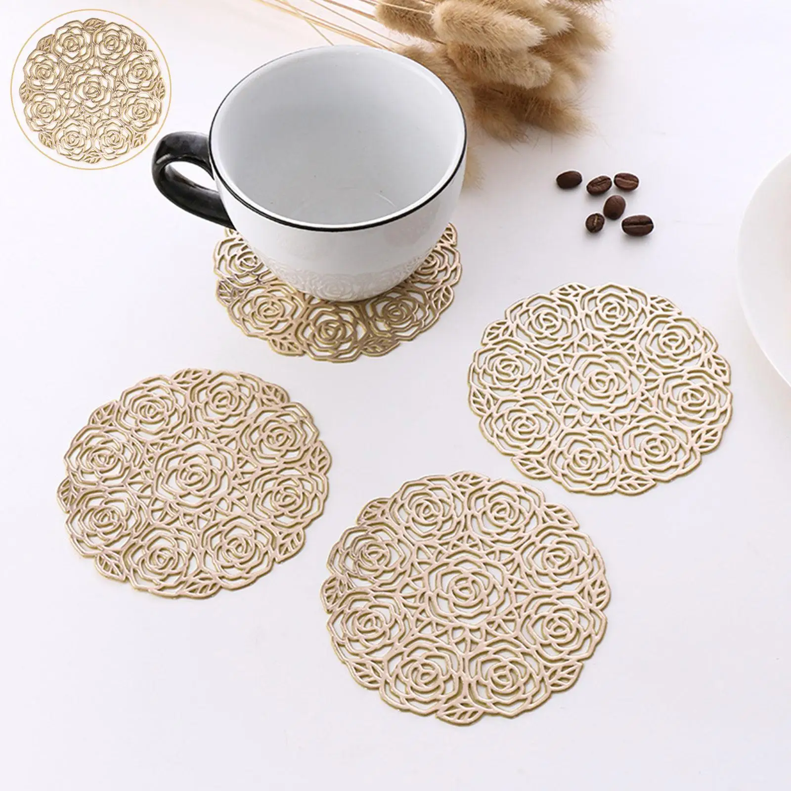 Hollow PVC Bronzing Coaster Table Mat For Coffee Tables Tableware Cup Pads Christmas Table Decoration Kitchen Accessories E0J3
Hollow PVC Bronzing Coaster Table Mat For Coffee Tables Tableware Cup Pads Christmas Table Decoration Kitchen Accessories E0J3
