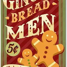 Gingerbread Man Holiday Metal Sign Metal Tin Sign Kitchen Pub Funny Novelty Coffee Bar 5.5x8inch Yard Garden Farm Man