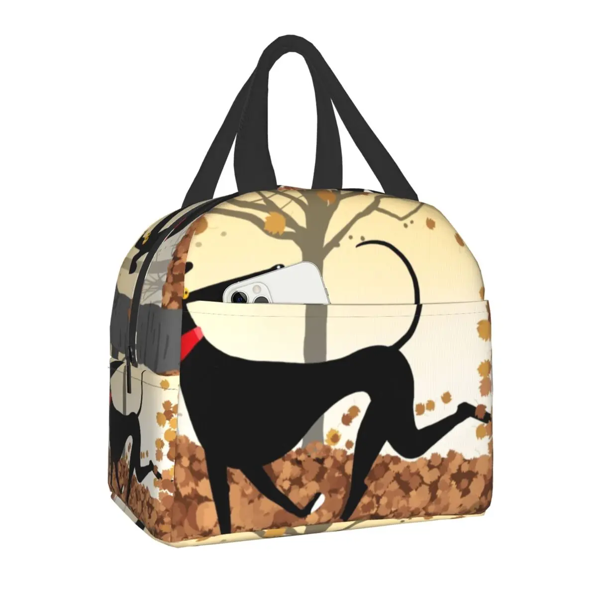 

Autumn Hound Insulated Lunch Bag for Women Resuable Greyhound Whippet Dog Thermal Cooler Bento Box Office Work School