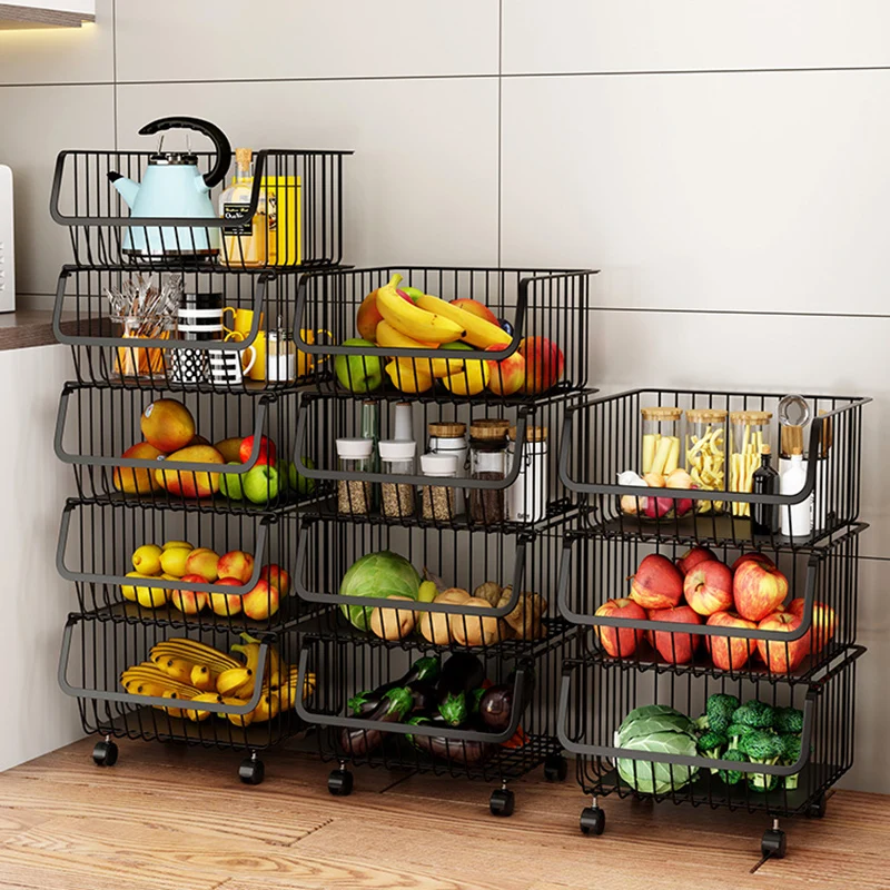 Rotating Storage Basket Rack Multi-Storey Stackable Metal Basket Kitchen Storage Shelf Cube Fruit Vegetable Organizer with Wheel
Rotating Storage Basket Rack Multi-Storey Stackable Metal Basket Kitchen Storage Shelf Cube Fruit Vegetable Organizer with Wheel