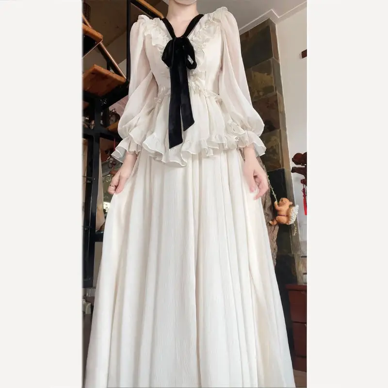 Lace Puff Midi Dress Summer Women Long Sleeve Korean Fashion Style Fairy Princess Long Dress Clothing Vestidos Drop Shiping New
Lace Puff Midi Dress Summer Women Long Sleeve Korean Fashion Style Fairy Princess Long Dress Clothing Vestidos Drop Shiping New