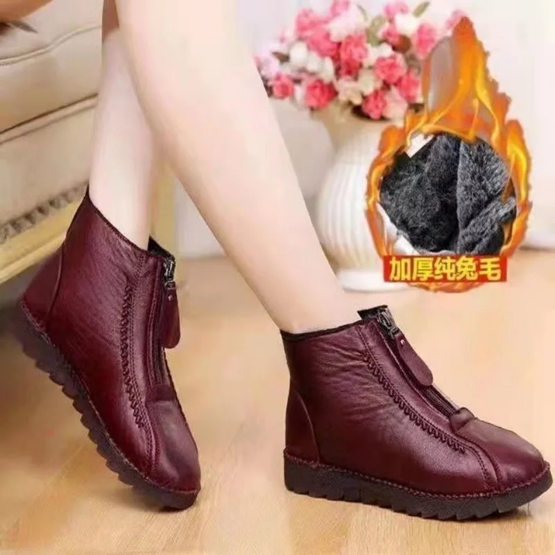 Vintage PU Leather Women Ankle Boots Casual Snow Boots Winter Ladies Flat Shoes Front Zip Soft Bottom Rubber Cotton Botines
Vintage PU Leather Women Ankle Boots Casual Snow Boots Winter Ladies Flat Shoes Front Zip Soft Bottom Rubber Cotton Botines