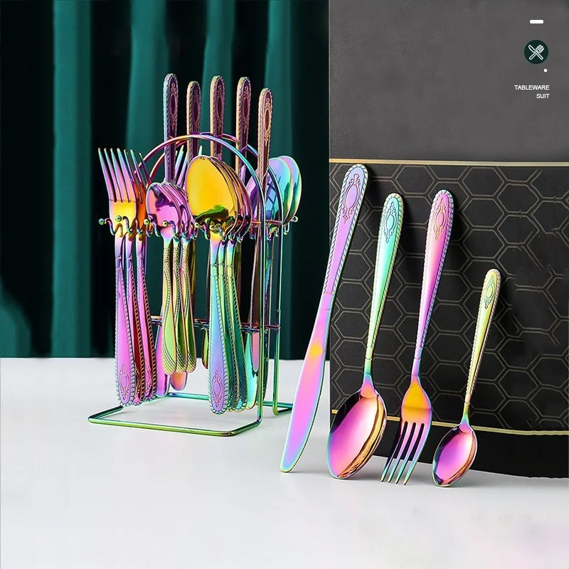 Luxury Tableware 24 Piece Set Stainless Steel Knife Fork Spoon Gift Dinnerware Set Zero Waste Kitchen Device Flatware Set Gift
Luxury Tableware 24 Piece Set Stainless Steel Knife Fork Spoon Gift Dinnerware Set Zero Waste Kitchen Device Flatware Set Gift