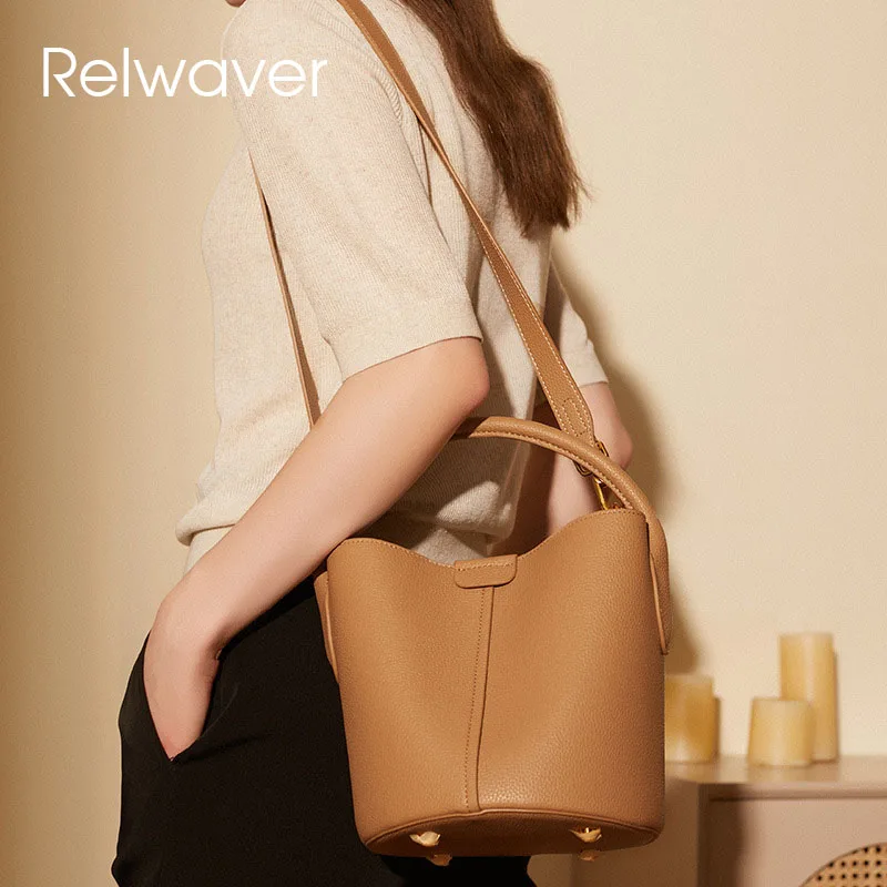 Relwaver round bottom genuine leather bucket bag 2023 autumn women shoulder bag cookie brown grey hand bags commute ladies bag
Relwaver round bottom genuine leather bucket bag 2023 autumn women shoulder bag cookie brown grey hand bags commute ladies bag