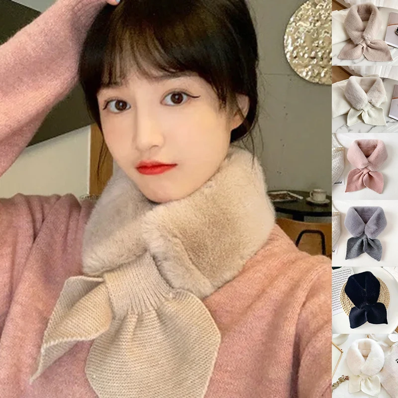 

Корейский стиль милый толстый теплый маленький шарф осень-зима вязаный сшиваемый имитация кроличьего меха холодностойкий воротник плюшевый нагрудник