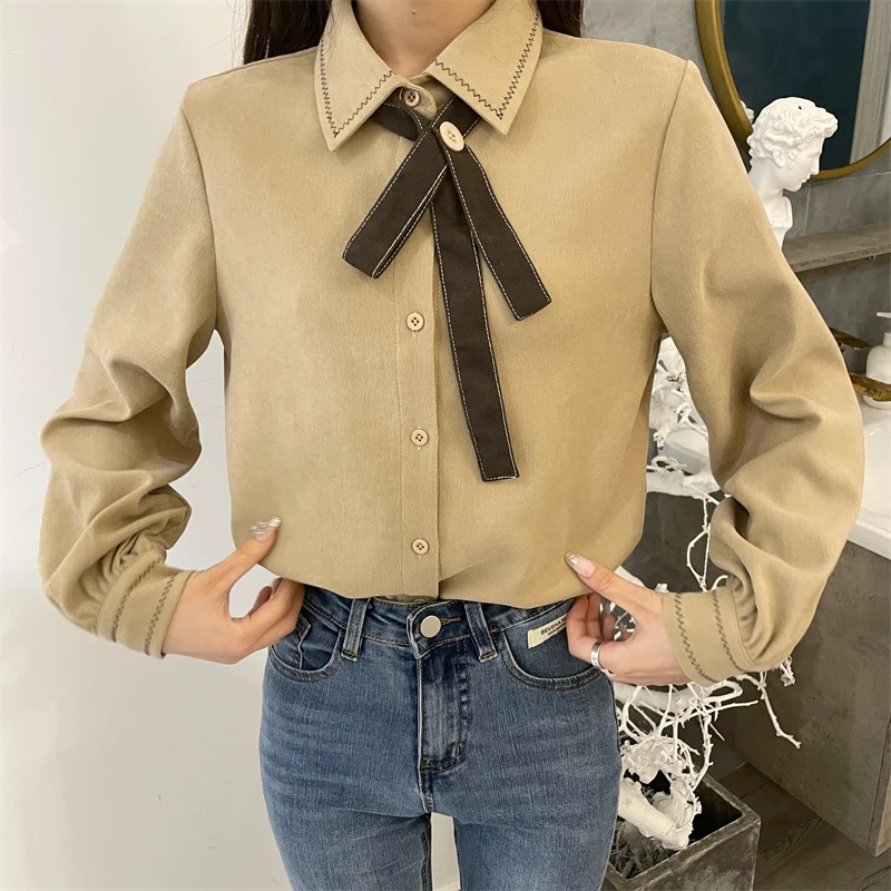 Chiffon Loose Women's Shirts Casual Long Sleeve Blusas New Fashion Blouses Solid Color Bow Tie Shirt Autumn
Chiffon Loose Women's Shirts Casual Long Sleeve Blusas New Fashion Blouses Solid Color Bow Tie Shirt Autumn
