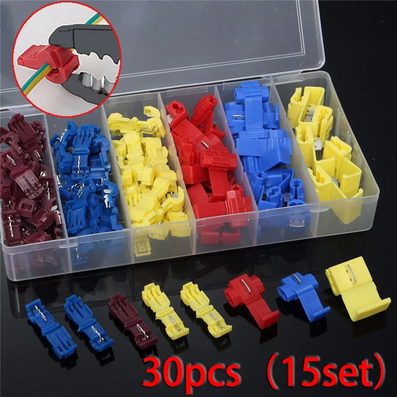 Crimp Connector T-Tap Terminals Wire 15 Set Accessories Ant Clips Attachment Electrical Quick Splice Convenient
Crimp Connector T-Tap Terminals Wire 15 Set Accessories Ant Clips Attachment Electrical Quick Splice Convenient