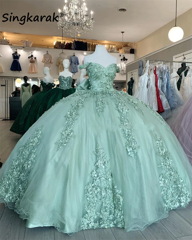 Elegant Princess Ball Gown Quinceanera Dresses Bow Beaded Flowers Appliques Off Shoulder Tulle Sweet 15 16 Dress XV Prom Party
Elegant Princess Ball Gown Quinceanera Dresses Bow Beaded Flowers Appliques Off Shoulder Tulle Sweet 15 16 Dress XV Prom Party