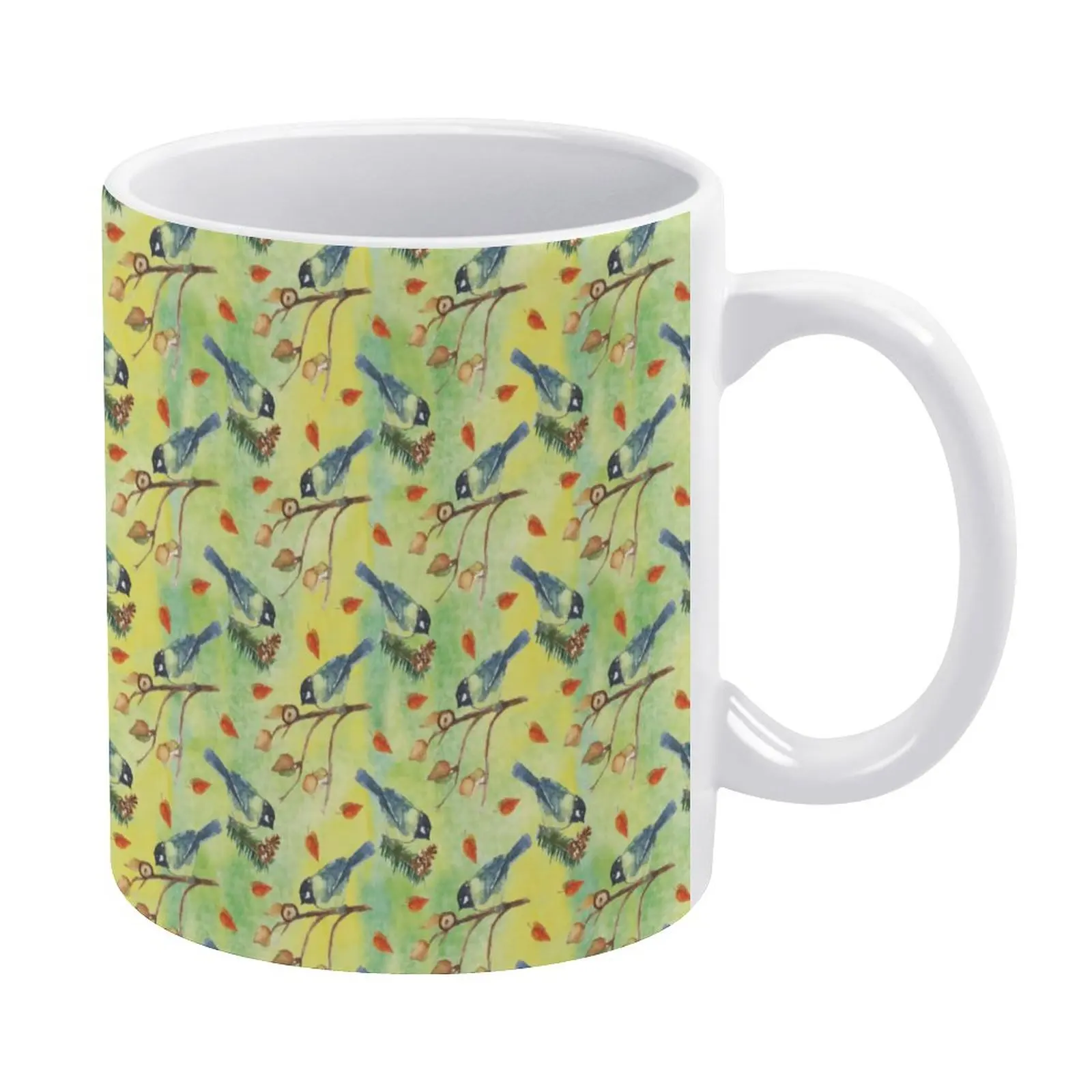 

Watercolor Birds Mug Woodland Animal Creative Mug Colored Pottery Travel Cups