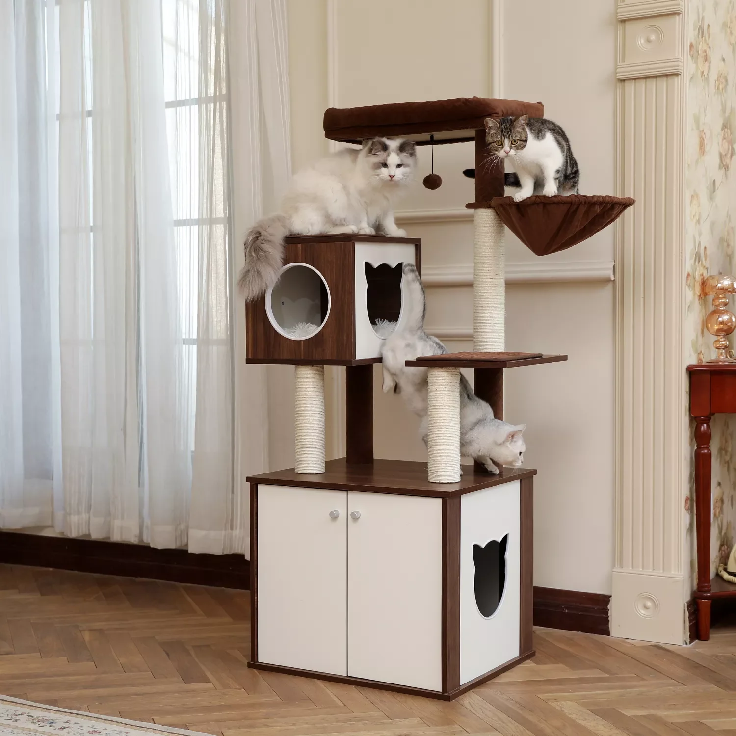 Luxury Cat Scratcher Wood Cat Tree Condo Kitten Nest Climbing Tower with Scratching Post Platform House Cat Toys Playing
Luxury Cat Scratcher Wood Cat Tree Condo Kitten Nest Climbing Tower with Scratching Post Platform House Cat Toys Playing
