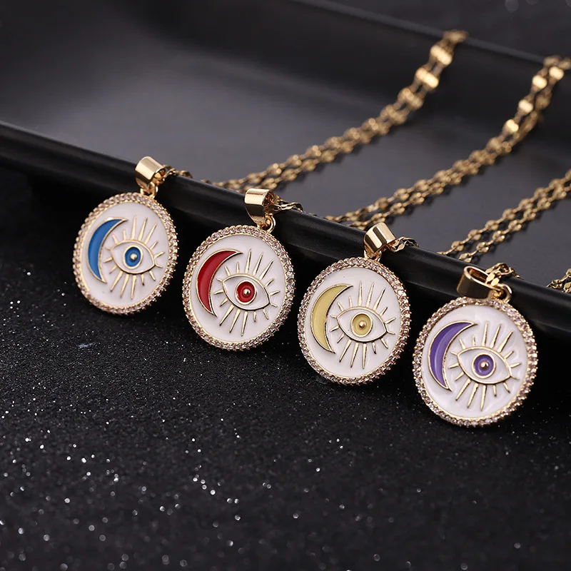 Vintage Moon Evil Eye Necklace for Women Colorful Enamel Hamsa Hand Necklace Charm Moon Amulet Pendant Turkish Luck Jewelry
Vintage Moon Evil Eye Necklace for Women Colorful Enamel Hamsa Hand Necklace Charm Moon Amulet Pendant Turkish Luck Jewelry