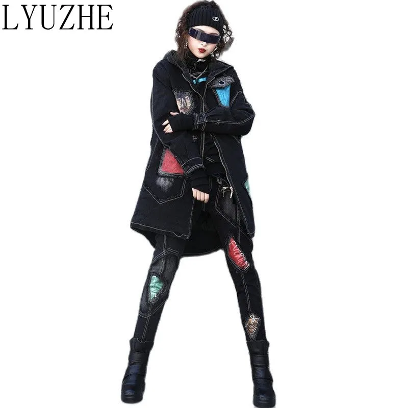 LYUZHE Street Style Fashion Print Stitching Mid-length Two-piece Sets Hooded Windbreaker + High Waist Jeans TT195L
LYUZHE Street Style Fashion Print Stitching Mid-length Two-piece Sets Hooded Windbreaker + High Waist Jeans TT195L