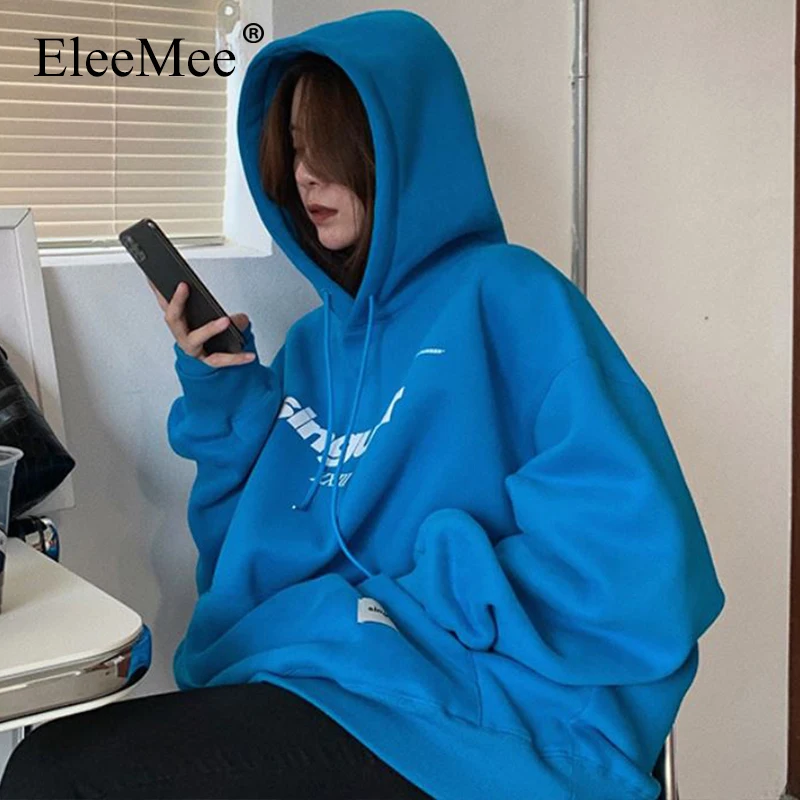 Женские толстовки EleeMee, зимний теплый свитер с капюшоном, повседневные свободные универсальные корейские модные топы с надписью, размеры
Женские толстовки EleeMee, зимний теплый свитер с капюшоном, повседневные свободные универсальные корейские модные топы с надписью, размеры