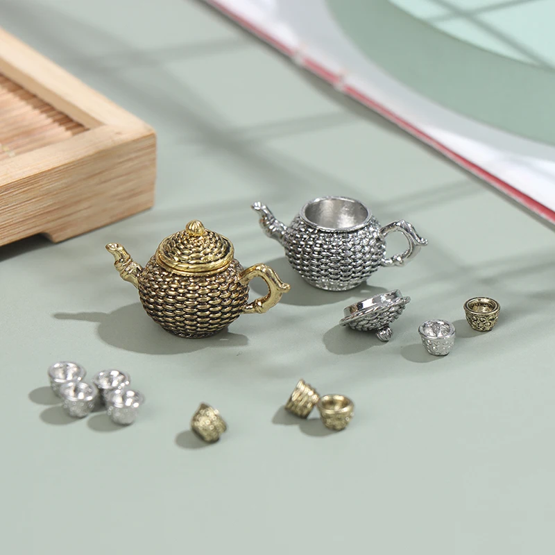 5Pcs/set 1:12 Dollhouse Miniature Tableware Mini Metal Teapot Tea Cups Set Silver Gold Metal Tea Set Model Toys Doll House Decor
5Pcs/set 1:12 Dollhouse Miniature Tableware Mini Metal Teapot Tea Cups Set Silver Gold Metal Tea Set Model Toys Doll House Decor