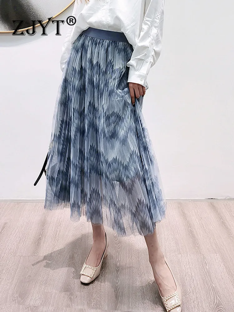 ZJYT Elastic Waist Print Midi Pleated Skirt for Women Summer Vintage Casual Skirt Streetwear Elegant Chic Party Faldas Blue
ZJYT Elastic Waist Print Midi Pleated Skirt for Women Summer Vintage Casual Skirt Streetwear Elegant Chic Party Faldas Blue