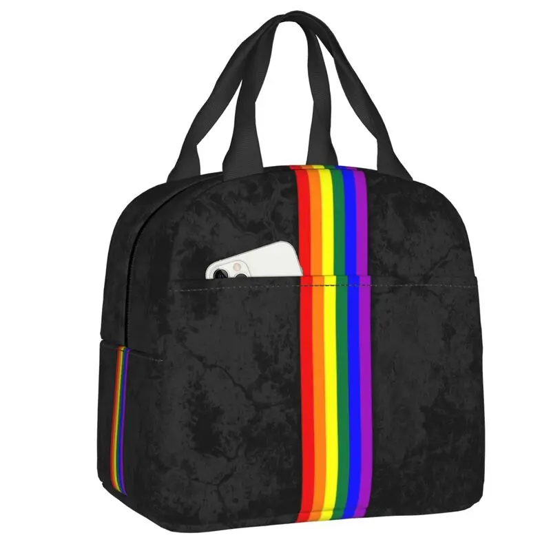 

Distressed LGBTQ Pride Flag Stripe Thermal Insulated Lunch Bag LGBT Gay Lesbian Portable Lunch Container Multifunction Food Box