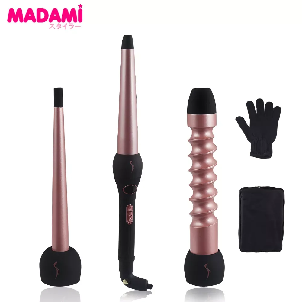 NEW IN Interchangeable Hair Curler 3 in 1 Rose Gold Tourmaline Ceramic Curling Wand LCD Display Curling Iron PTC Fast Heater Cur
NEW IN Interchangeable Hair Curler 3 in 1 Rose Gold Tourmaline Ceramic Curling Wand LCD Display Curling Iron PTC Fast Heater Cur