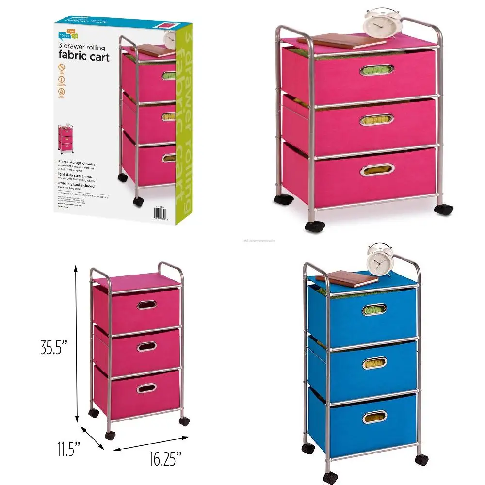 High-Quality Easy-Mobility Premium Plastic Rolling Cart with 3 Durable Pink Fabric Drawers - A Must-Have Unit.
High-Quality Easy-Mobility Premium Plastic Rolling Cart with 3 Durable Pink Fabric Drawers - A Must-Have Unit.