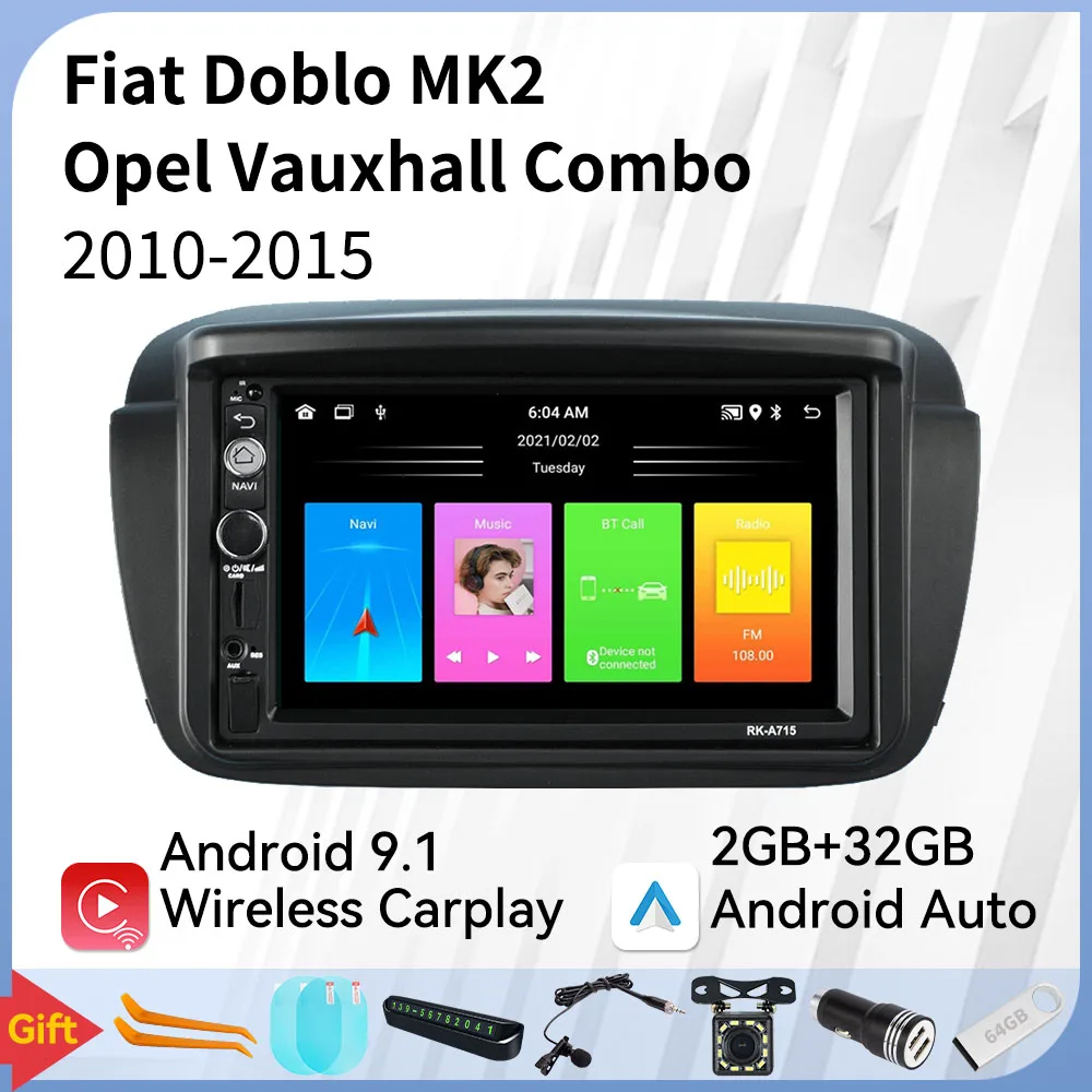 

Car Multimedia Player for Fiat Doblo MK2 2010-2015 Opel Combo 2011-2018 2 Din Android Stereo Car Radio GPS Head Unit Autoradio