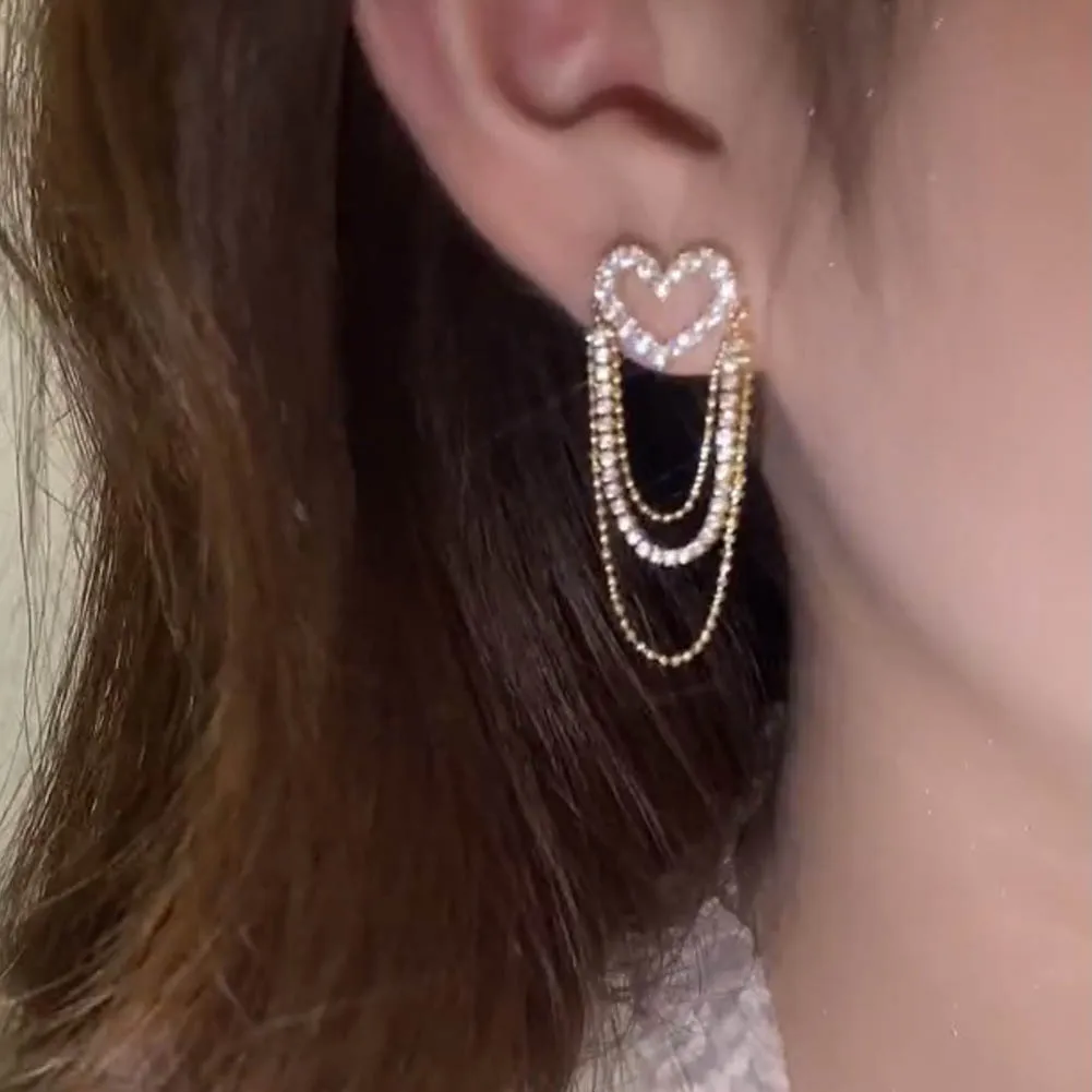 Heart Multi-layer Chain New Classic Crystal Earrings Long Earrings Tassels Rhinestone Earrings Ladies Korean Earrings Jewelry
Heart Multi-layer Chain New Classic Crystal Earrings Long Earrings Tassels Rhinestone Earrings Ladies Korean Earrings Jewelry