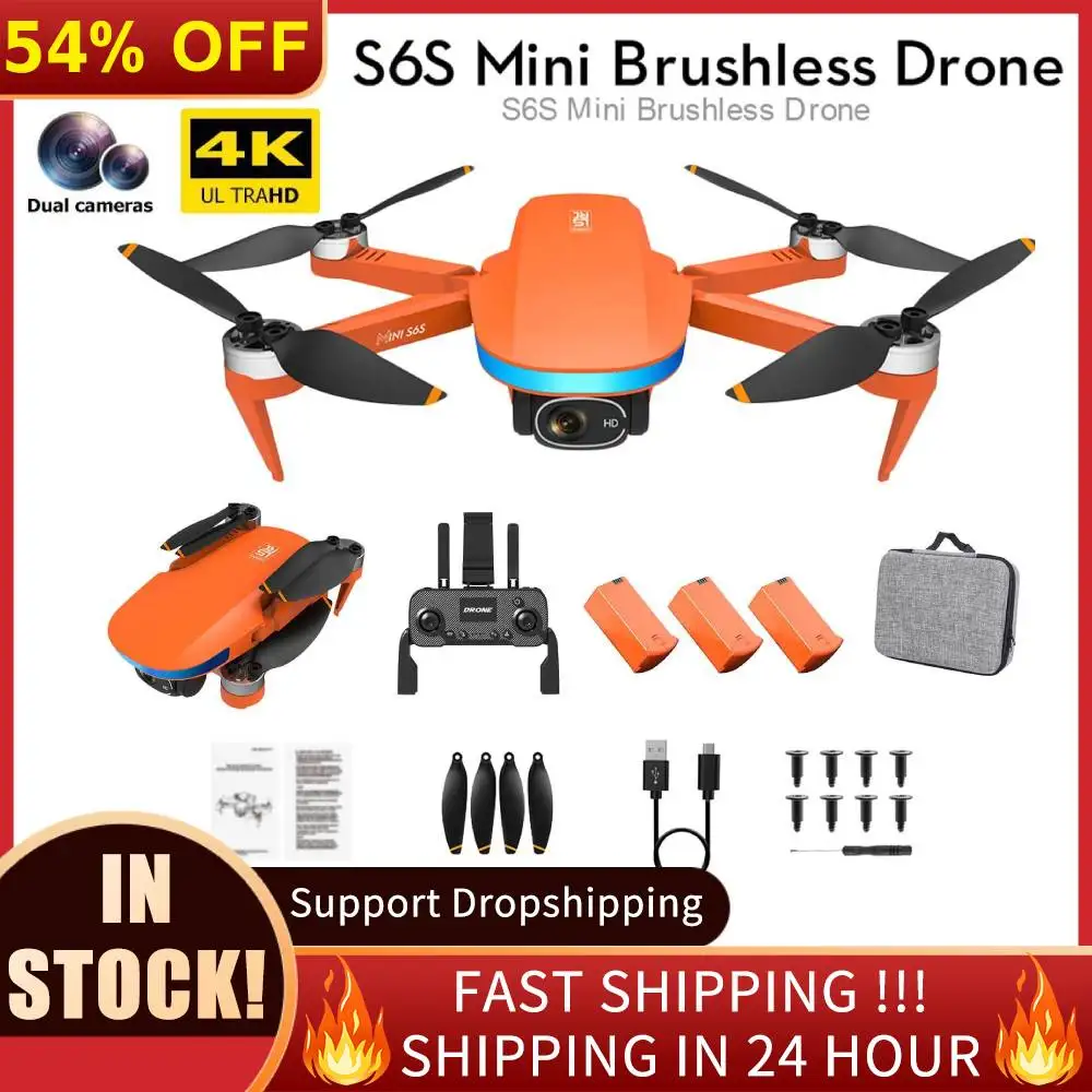 Дрон Mini S6S камера 4K HD на 5G подвесе со стабилизацией GPS FPV мотор бесколлекторный