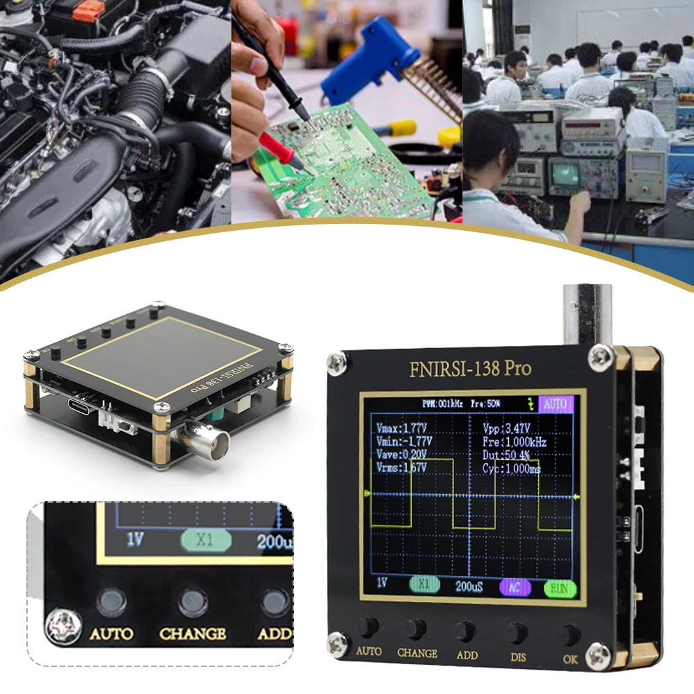 Handheld Portable Digital Oscilloscope Logic Analyzer FNIRSI 138pro With One Button Auto Adjust PWM Firmware Upgrade
Handheld Portable Digital Oscilloscope Logic Analyzer FNIRSI 138pro With One Button Auto Adjust PWM Firmware Upgrade