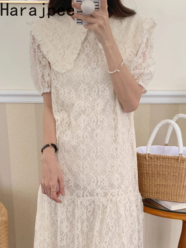 Harajpee Lace Hook Flower Dress French Style Vintage Loose Puff Sleeve Turn Down Collar Summer New 2022 Korean Chic Long Dress
Harajpee Lace Hook Flower Dress French Style Vintage Loose Puff Sleeve Turn Down Collar Summer New 2022 Korean Chic Long Dress