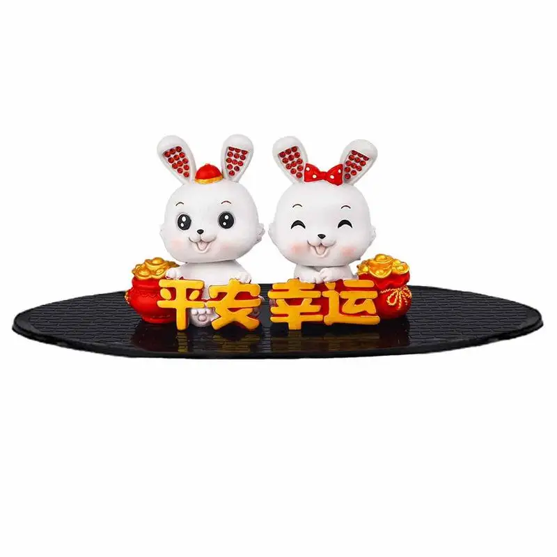 

Китайская Новогодняя фигурка кролика, каучуковая голова, миниатюрные украшения кролика, милый кролик, украшение на китайский новый год