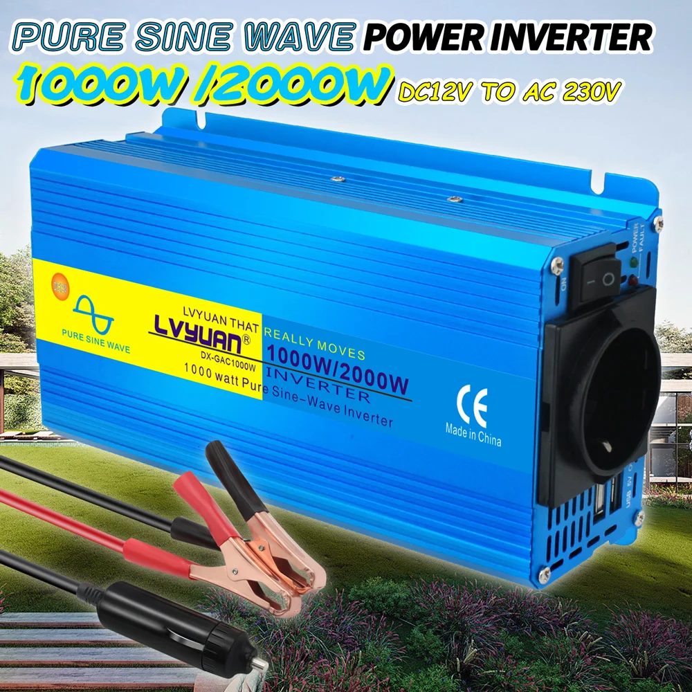 DC 12V To 110V-230V 50Hz 60Hz 2000W Peak Home/Car Full Portable Pure Sine Wave EU Scoket Power Inverter
DC 12V To 110V-230V 50Hz 60Hz 2000W Peak Home/Car Full Portable Pure Sine Wave EU Scoket Power Inverter