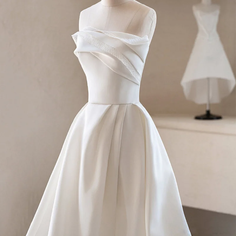 

Satin Wedding Dress Bride's simple Mori super fairy go out dress temperament shows thin French bra high sense