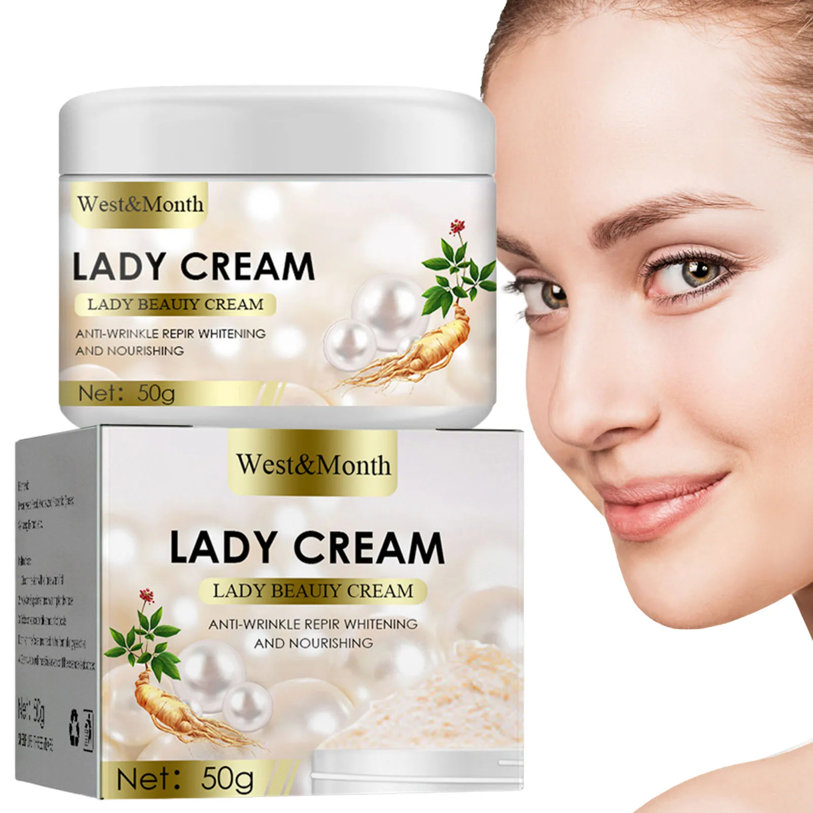 Ginseng Pearl Lady Cream Anti-Aging Repair Lady Facial Cream Purely Ageless Rejuvenating Moisturizer Natural Organic Emollient
Ginseng Pearl Lady Cream Anti-Aging Repair Lady Facial Cream Purely Ageless Rejuvenating Moisturizer Natural Organic Emollient