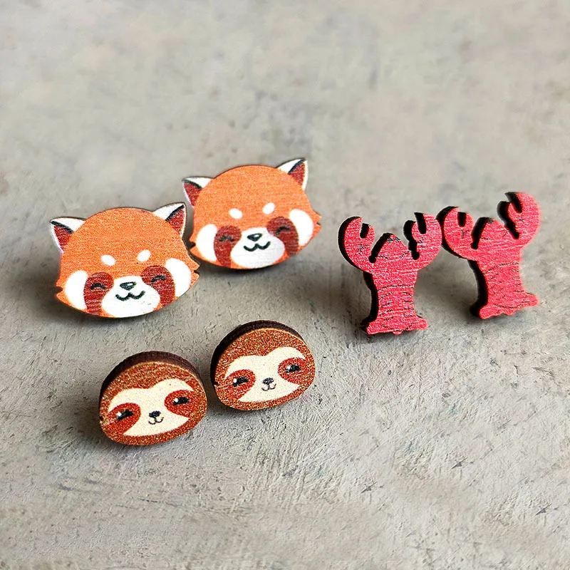 Laser Cut Cute Wood Stud Earrings for Women Nature Jewelry Bear Fox Fire Wooden Studs Earrings Wholesale Girl Gift
Laser Cut Cute Wood Stud Earrings for Women Nature Jewelry Bear Fox Fire Wooden Studs Earrings Wholesale Girl Gift