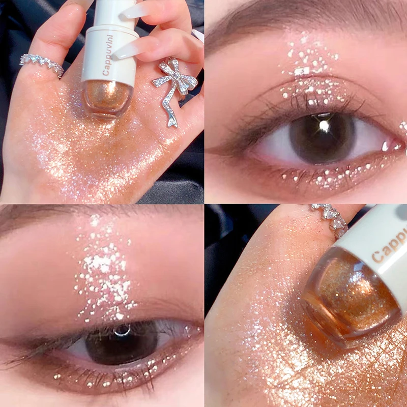 6 Colors Diamond Glitter Liquid Eyeshadow Highlighter Waterproof Pearlescent Shiny Eye Shadow Sequins Lying Silkworm Cosmetic
6 Colors Diamond Glitter Liquid Eyeshadow Highlighter Waterproof Pearlescent Shiny Eye Shadow Sequins Lying Silkworm Cosmetic