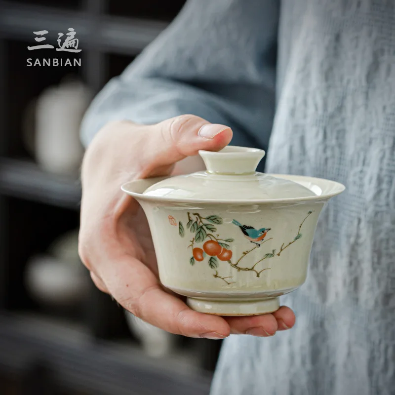 ★★Duplex Grass and Wood Gray Hand Painted Gaiwan Household Ceramic Tea Bowl Tea Cup Kung Fu Tea Set Cover Teacup
★★Duplex Grass and Wood Gray Hand Painted Gaiwan Household Ceramic Tea Bowl Tea Cup Kung Fu Tea Set Cover Teacup
