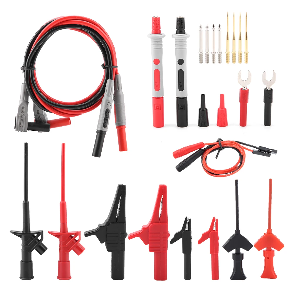 24Pcs P1300E Multifunction Replaceable Multimeter Probe Test Lead Kits Multimeter Probe Test Hook Kit
24Pcs P1300E Multifunction Replaceable Multimeter Probe Test Lead Kits Multimeter Probe Test Hook Kit