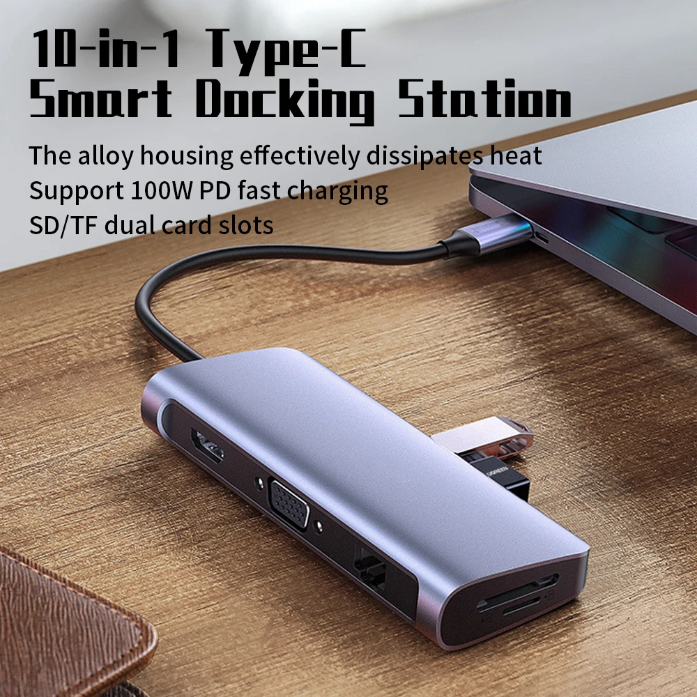 10 in-1 USB C Type C Hub HDMI VGA Adapter RJ45 TF/SD Dual Slot HUB Docking Station 3 second transfer 1GB
10 in-1 USB C Type C Hub HDMI VGA Adapter RJ45 TF/SD Dual Slot HUB Docking Station 3 second transfer 1GB