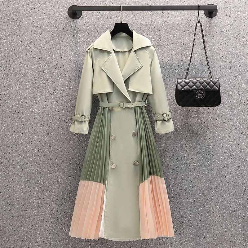 Chic Womens Hit Color Windbreaker Spring Fall Korean Loose Long Overcoat Female British Pleated Trench Coat With Belt Tops
Chic Womens Hit Color Windbreaker Spring Fall Korean Loose Long Overcoat Female British Pleated Trench Coat With Belt Tops